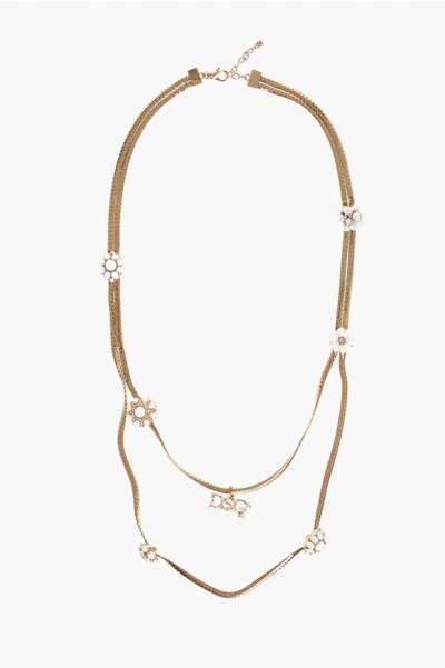 Dsquared2 Golden-effect Metal Opera Necklace With Resin Details