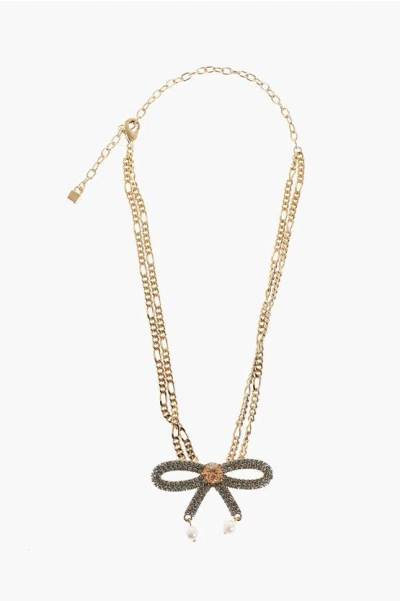 Dsquared2 Golden Metal Choker Necklace Embellished With Swarovski Crys Grösse Uni