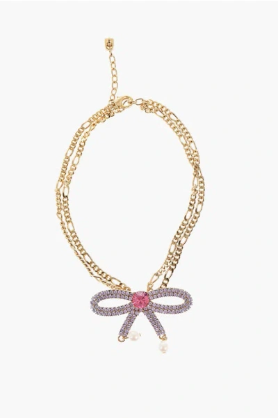 Dsquared2 Golden Metal Choker Necklace Embellished With Swarovski Crys Grösse Uni