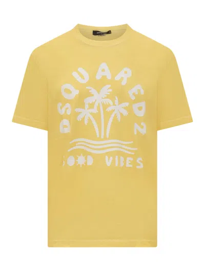 Dsquared2 Good Vibes T-shirt In Yellow