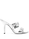 Dsquared2 110mm Laminated Mule Sandals In Silver