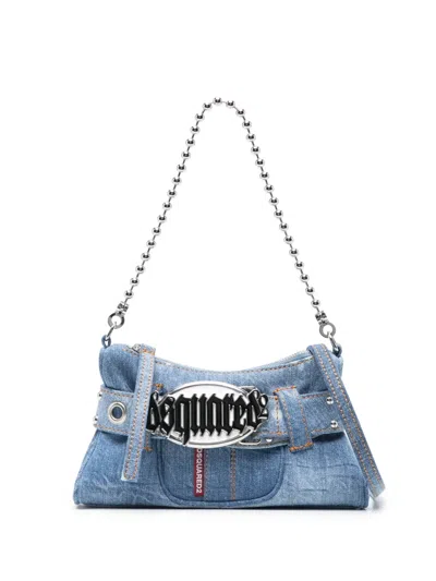 Dsquared2 Gothic Denim Shoulder Bag In Blau