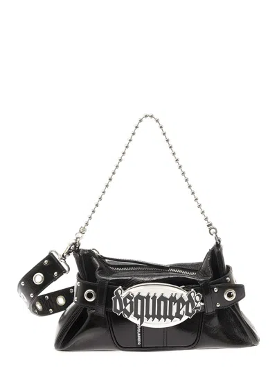 DSQUARED2 GOTHIC BLACK CROSSBODY BAG WITH BELT DSQUARED2 IN LEATHER WOMAN