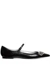 Dsquared2 Gothic Leather Ballerina Shoes In Black