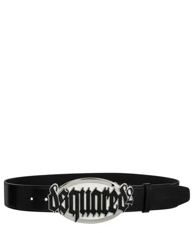 Dsquared2 Gothic Leather Belt In Nero