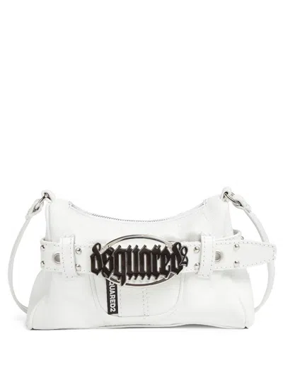 Dsquared2 Gothic Leather Shoulder Bag In White