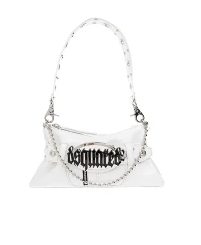 Dsquared2 Gothic Leather Shoulder Bag In White
