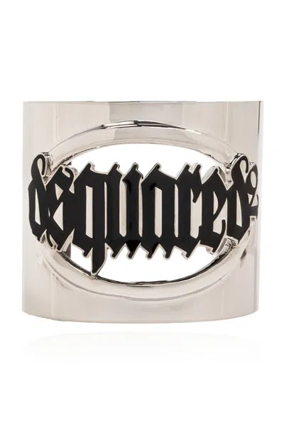 Dsquared2 Gothic Logo Lettering Bracelet In Silver