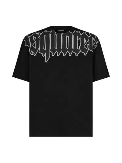 Dsquared2 Gothic Logo Loose Fit T-shirt In Black