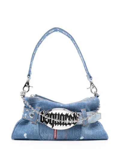 Dsquared2 Gothic Logo-plaque Denim Bag In Blue