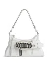 Dsquared2 Gothic Logo Belted Leather Clutch In 1062 White/black