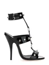Dsquared2 High-gloss Black Sandals With Silver Stud Accents In Black