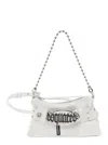 DSQUARED2 GOTHIC WHITE SHOULDER BAG WITH BELT DETAIL IN SMOOTH LEATHER WOMAN