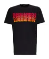 Dsquared2 Multi Logo Print Cotton Jersey T-shirt In Black