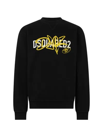 Dsquared2 Graffiti Cool Fit Crewneck Sweatshirt In Black