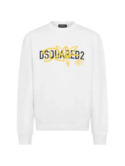 Dsquared2 Graffiti Cool Fit Crewneck In Yellow