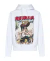 Dsquared2 Fleeced-cotton Crew-neck Sweatshirt With Print In White