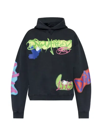 DSQUARED2 GRAFFITI-PRINT HOODIE