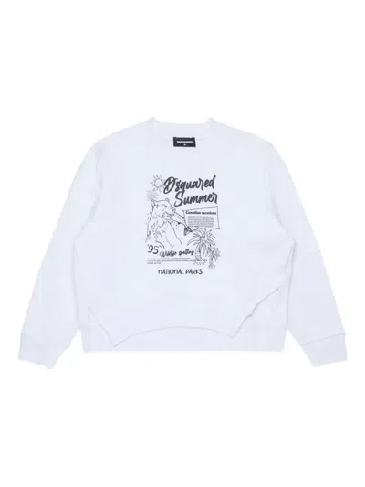 Dsquared2 Kids' Graphic Detail Sweatshirt In White