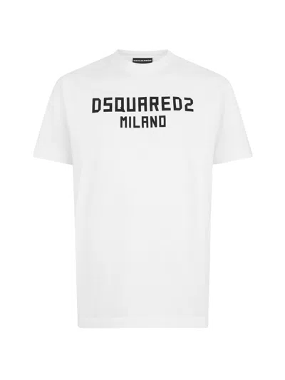 Dsquared2 Graphic Logo Cotton T-shirt In White