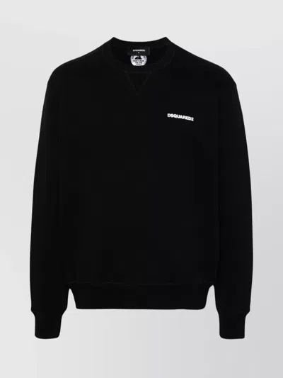 Dsquared2 Graphic Map Print Hoodie Crew Neck In Black