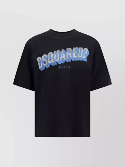 Dsquared2 Graphic Monogram Logo Cotton T-shirt In Black