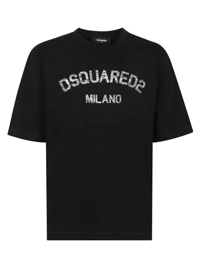 Dsquared2 Graphic Print Black Crew Neck T-shirt