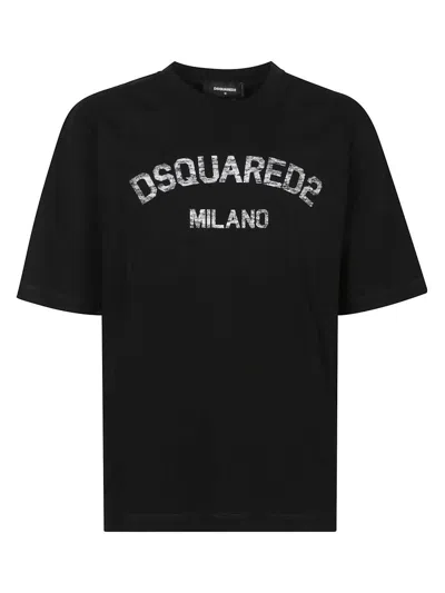 DSQUARED2 GRAPHIC PRINT BLACK CREW NECK T-SHIRT