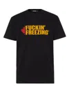 Dsquared2 Black Crewneck T-shirt With Print On The Front And Logo Lettering On The Rear In Black