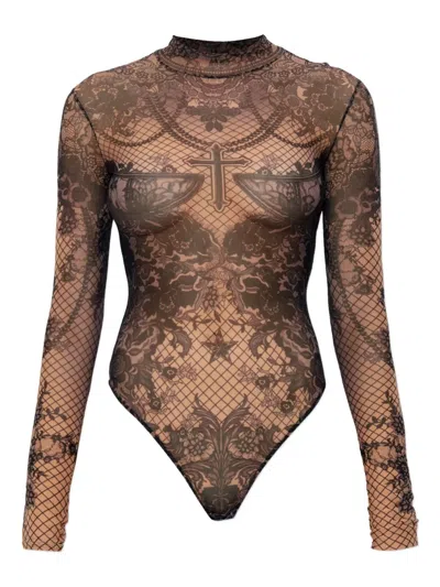 Dsquared2 Graphic-print Bodysuit In Brown