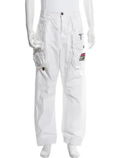 Pre-owned Dsquared2 Graphic Print Cargo Pants In White