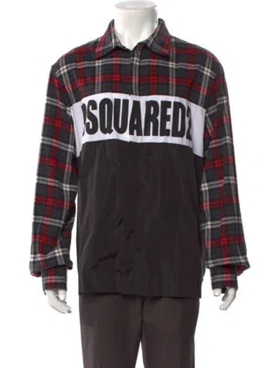 Pre-owned Dsquared2 Graphic Print Collar Polo Shirt In Black