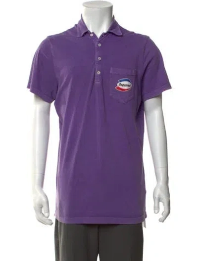 Pre-owned Dsquared2 Graphic Print Collar Polo Shirt In Purple