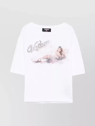DSQUARED2 GRAPHIC PRINT COTTON CREW NECK T-SHIRT