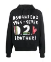 Dsquared2 Graphic-print Cotton Hoodie In Black