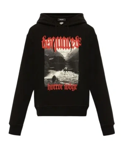 Dsquared2 Graphic-print Cotton Hoodie In Black