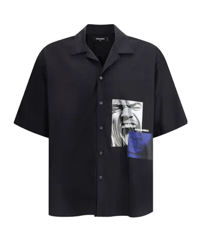 Dsquared2 Graphic-print Cotton Shirt In Black