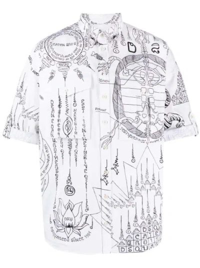 Dsquared2 Graphic-print Cotton Shirt In Multi