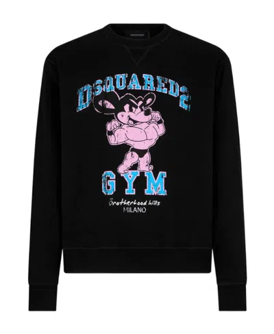 Dsquared2 Graphic-print Cotton Sweatshirt In Black