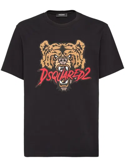 Dsquared2 Graphic Bear Print Relaxed-fit T-shirt In Black