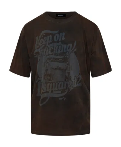 Dsquared2 Graphic-print Cotton T-shirt In Black