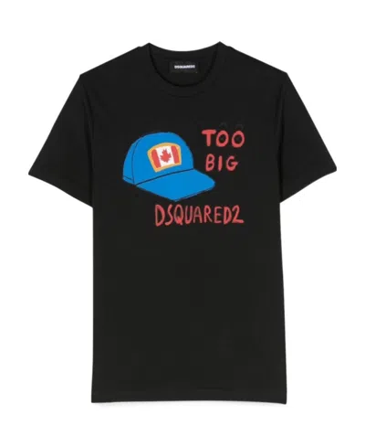 Dsquared2 Graphic-print Cotton T-shirt In Black