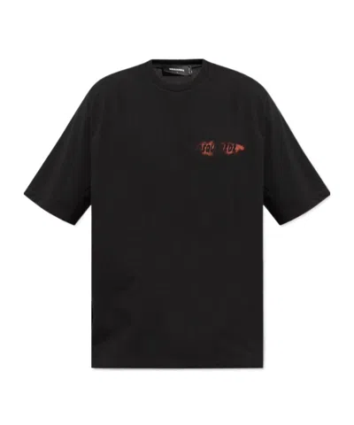 Dsquared2 Graphic-print Cotton T-shirt In Black