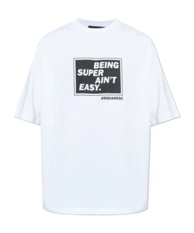 Dsquared2 White Cotton Oversize T-shirt In Black