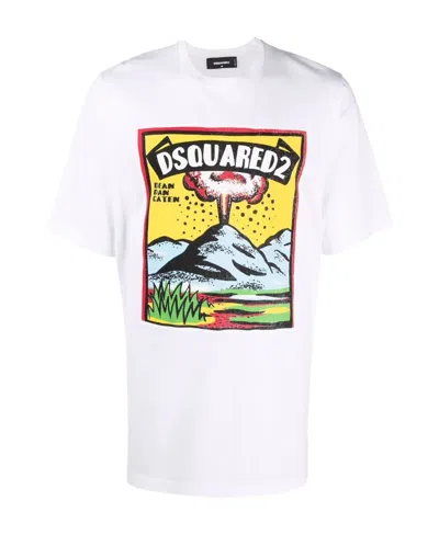 Dsquared2 Graphic-print Cotton T-shirt In White