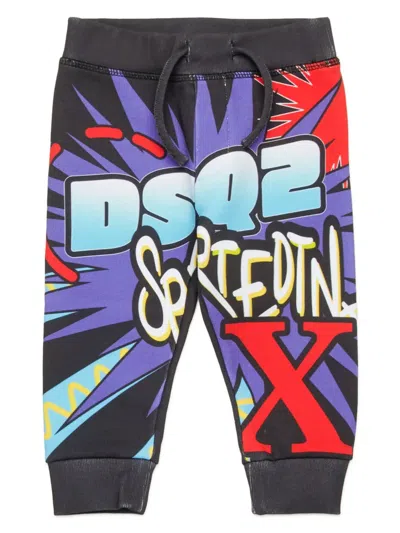 Dsquared2 Babies' Graphic-print Cotton Track Pants In Black