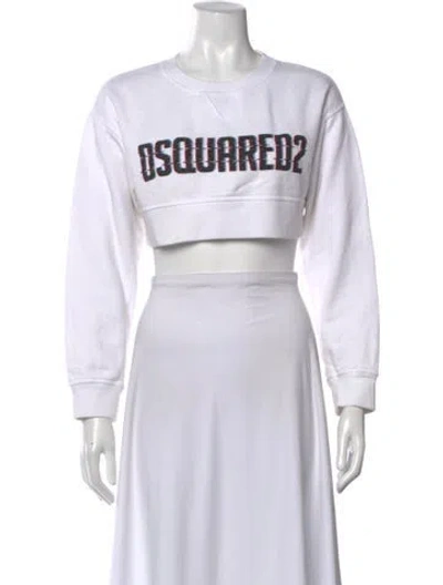 Pre-owned Dsquared2 Graphic Print Crew Neck Crop Top In Red