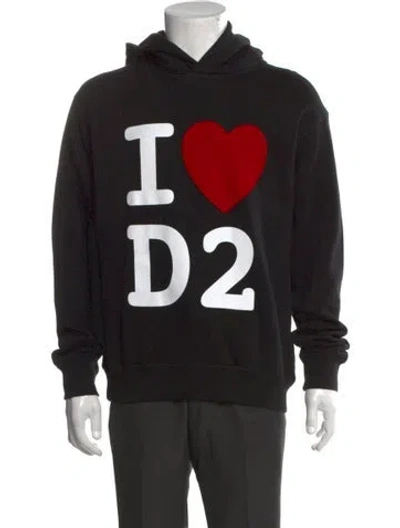 Pre-owned Dsquared2 Graphic Print Crew Neck Hoodie In Black