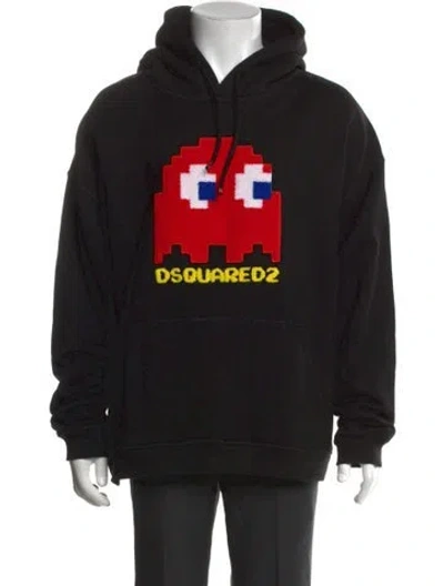 Pre-owned Dsquared2 Graphic Print Crew Neck Hoodie In Black