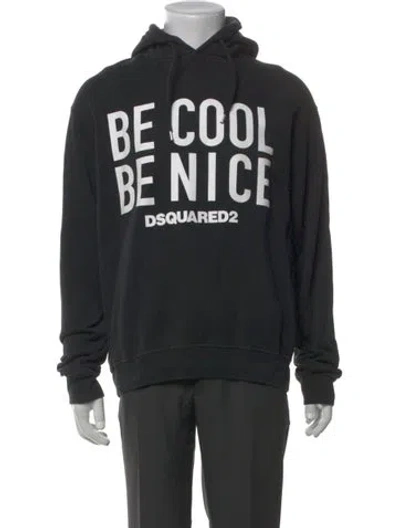 Pre-owned Dsquared2 Graphic Print Crew Neck Hoodie In Black